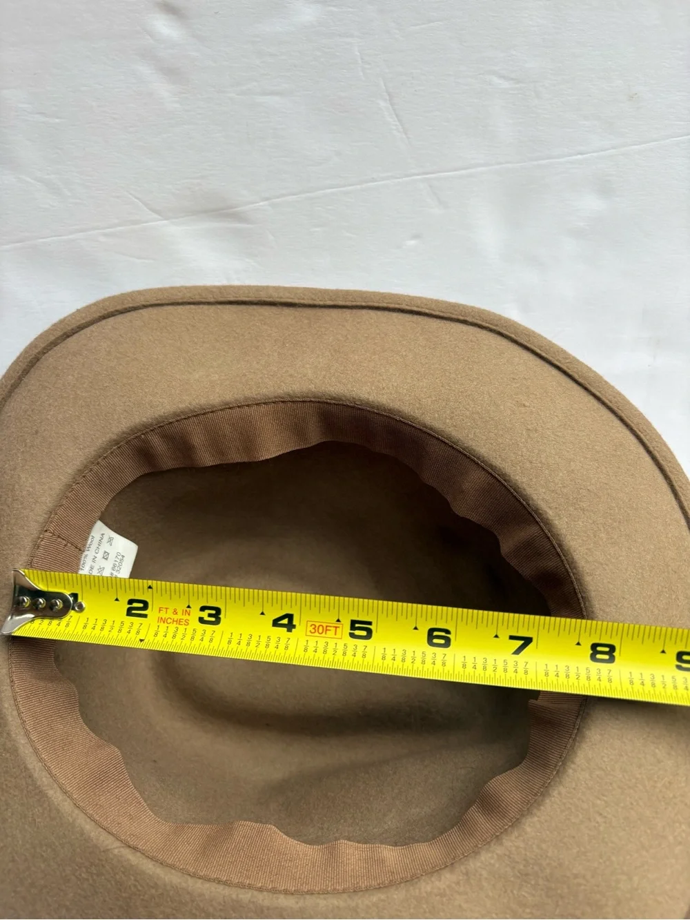 Tan Wool Fedora Hat with Patterned Band - Women Accessories Farmcore